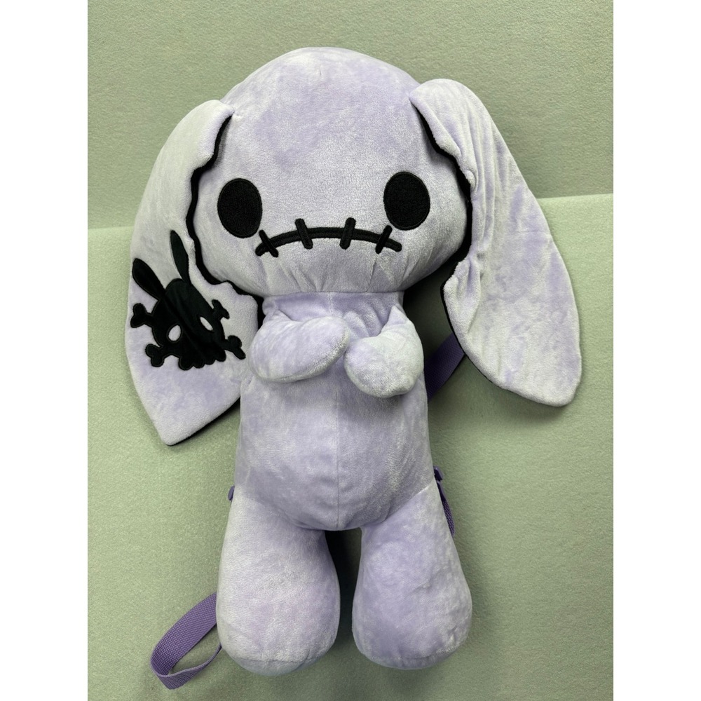 Spookyville Critters Purple Bunny Plush Backpack Gothic Stitched Bunny Skull Ear